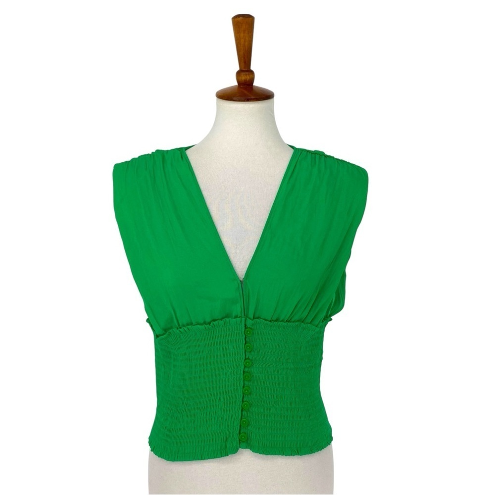 Naked Zebra green v-neck sleeveless top women's size large